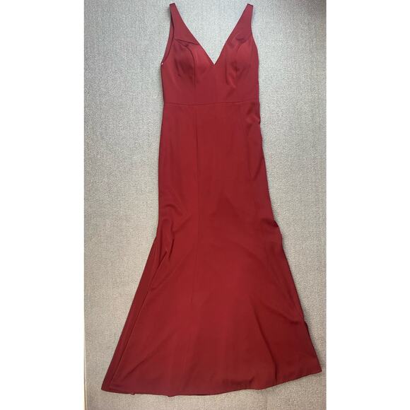 Jenny Yoo Collection Jade 1816 Luxe Crepe Dress Gown Cranberry Size 12 - Picture 1 of 9